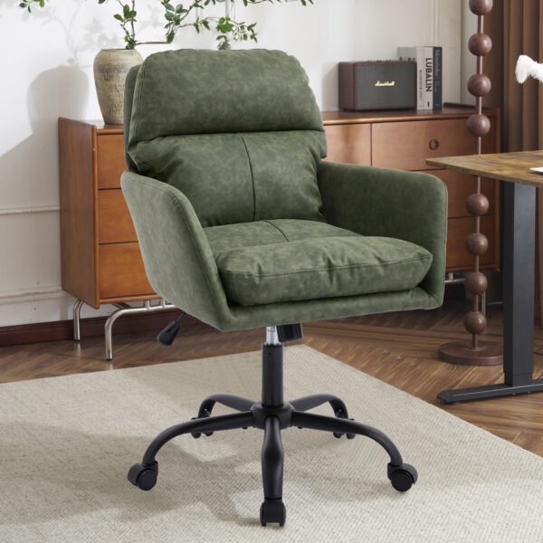 Artificial leather, PU leather, black base, adjustable in height, suitable for office, bedroom, dressing table and other environments. An office chair