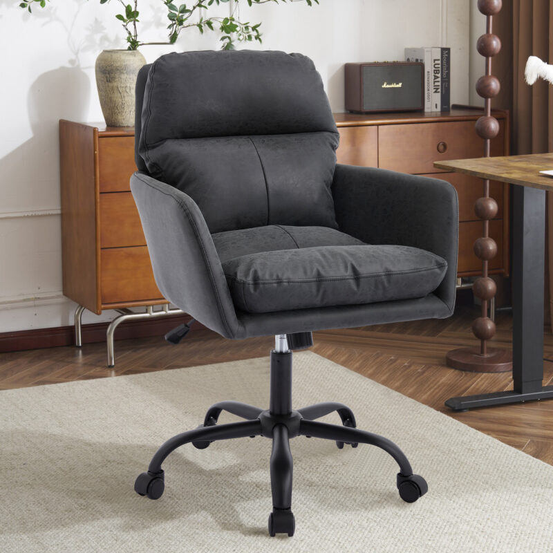 Artificial leather, PU leather, black base, adjustable in height, suitable for office, bedroom, dressing table and other environments. An office chair - Image 8