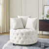 Velvet Upholstered Swivel Chair for Living Room, with Button Tufted Design and Movable Wheels, Including 3 Pillows - Image 3