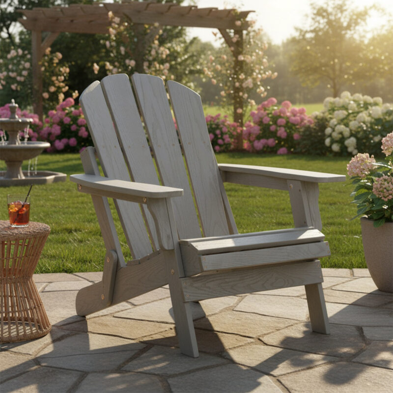 Oversize Wooden Outdoor Folding Adirondack Chair with Pre-Assembled BackRest & SeatBoard, Wood Patio Chair for Garden Backyard Porch Pool Deck Firepit - Image 8