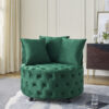 Velvet Upholstered Swivel Chair for Living Room, with Button Tufted Design and Movable Wheels, Including 3 Pillows - Image 6