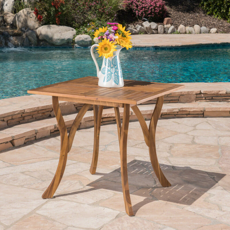 Outdoor Acacia Wood Square Dining Table - 31.50"L x 31.50"W x 30.00"H - Natural brown - Image 2