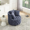 Velvet Upholstered Swivel Chair for Living Room, with Button Tufted Design and Movable Wheels, Including 3 Pillows - Image 10