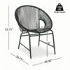 NUSA OUTDOOR PATIO WICKER CHAIR, BLACK PE RATTAN & IRON FRAME, SET OF 2 - Image 6