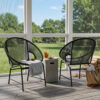 NUSA OUTDOOR PATIO WICKER CHAIR, BLACK PE RATTAN & IRON FRAME, SET OF 2 - Image 2