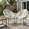 NUSA OUTDOOR PATIO WICKER CHAIR, BLACK PE RATTAN & IRON FRAME, SET OF 2 - Image 8
