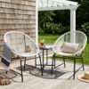 NUSA OUTDOOR PATIO WICKER CHAIR, BLACK PE RATTAN & IRON FRAME, SET OF 2 - Image 9