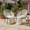 NUSA OUTDOOR PATIO WICKER CHAIR, BLACK PE RATTAN & IRON FRAME, SET OF 2 - Image 10