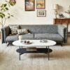 Coffee table ceramic Coffee Table, MDF painting Double Layer Coffee Table for Living Room, white ceramic and Coffee Brown Bottom Shelf - Image 7