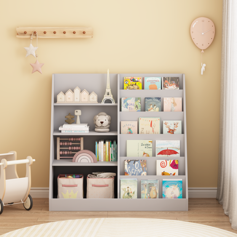Kids Bookshelf and Toy Storage Organizer, Multifunctional 4 Tier Wooden Kids Book Shelf with Bookcase Display Stand in Kids Room Playroom Nursery for Kids, Children, Toddlers - Image 11