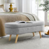 Ottoman Oval Storage Bench,Rubber Wood Legs, Beige(43.5"x16"x16") - Image 10