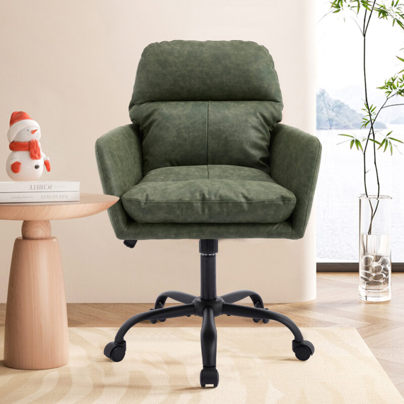 Artificial leather, PU leather, black base, adjustable in height, suitable for office, bedroom, dressing table and other environments. An office chair - Image 6