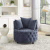 Velvet Upholstered Swivel Chair for Living Room, with Button Tufted Design and Movable Wheels, Including 3 Pillows - Image 9