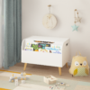 Wooden Toy Box, Kids Toy Storage Organizer with Front Bookshelf, Flip-Top Lid, Safety Hinge, Boys Girls Toy Chest Bench for Playroom Kids Room Organization (White) - Image 2