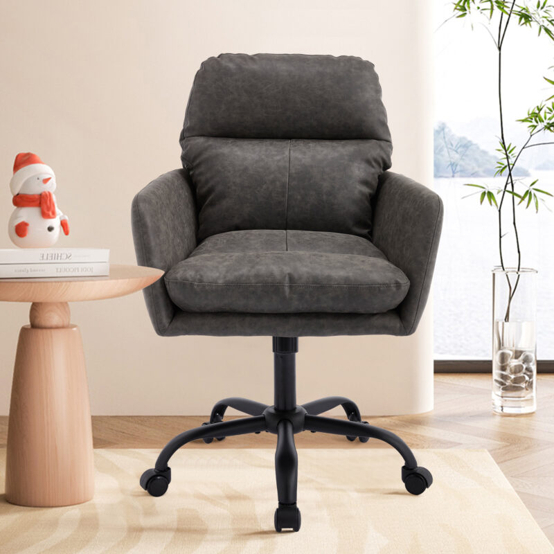 Artificial leather, PU leather, black base, adjustable in height, suitable for office, bedroom, dressing table and other environments. An office chair - Image 7