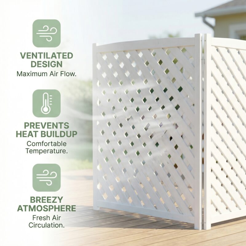3-Panel Outdoor Air Conditioner Fence Screen, Outside Wood Privacy Fence, 32" W x 38" H - Image 9