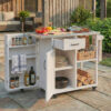 Outdoor Kitchen Island Fir Wood Prep Station Lockable Kitchen Cart with Stainless Top, Ample Storage Space, Towel and Spice Racks for Patio and Outdoor - Image 9