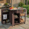 Outdoor Kitchen Island Fir Wood Prep Station Lockable Kitchen Cart with Stainless Top, Ample Storage Space, Towel and Spice Racks for Patio and Outdoor - Image 16