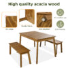GO 3 Pieces Acacia Wood Table Bench Dining Set For Outdoor & Indoor Furniture With 2 Benches, Picnic Beer Table for Patio, Porch, Garden, Poolside, Natural - Image 9