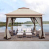 Outdoor 11x 11Ft Pop Up Gazebo Canopy With Removable Zipper Netting,2-Tier Soft Top Event Tent,Suitable For Patio Backyard Garden Camping Area,Coffee - Image 7