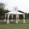 13x10 Outdoor Patio Gazebo Canopy Tent With Ventilated Double Roof And SideWall(Detachable Curtain Included On All Sides),Suitable for Lawn, Garden, Backyard and Deck,BEIGE - Image 6