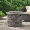 Outdoor 32" Round MgO Propane Fire Pit, Grey Top - 40,000 BTU - Image 2