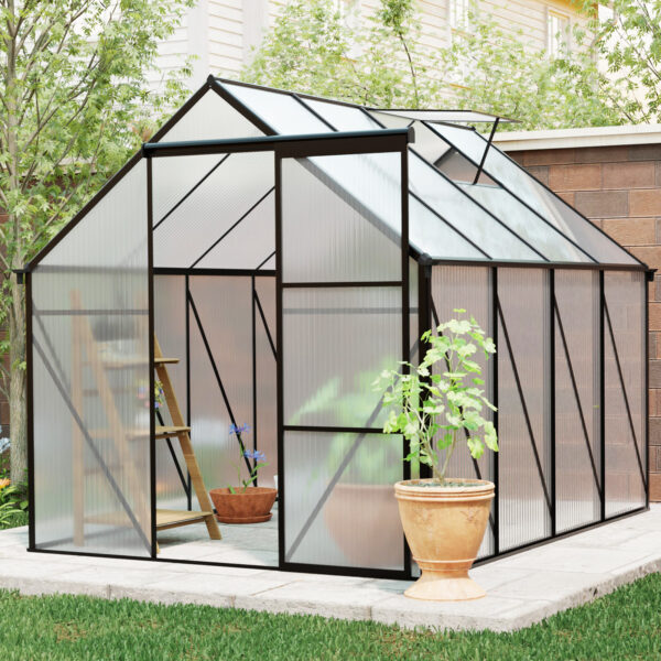 6x8 FT Polycarbonate Greenhouse Raised Base and Anchor Aluminum Heavy Duty Walk-in Greenhouses for Outdoor Backyard in All Season