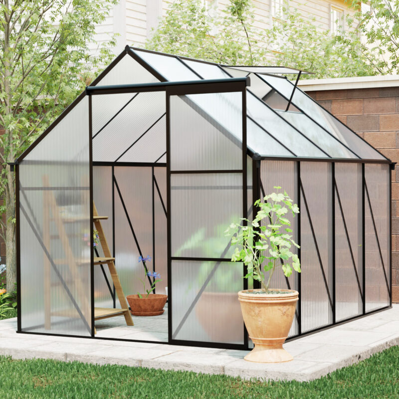 6x8 FT Polycarbonate Greenhouse Raised Base and Anchor Aluminum Heavy Duty Walk-in Greenhouses for Outdoor Backyard in All Season - Image 4