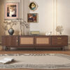 Mid Century Modern TV Stand for 80" TVs, Entertainment Center with Sliding Doors and Drawers, TV Table with Storage for Living Room, Bedroom - Image 6