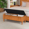 50.8-inch Multi-Functional Storage Ottoman Bench-Solid Rubberwood Bed End Bench with Linen Seat, Storage Bench for Bedroom, Entryway Shoe Organizer for Bedroom, Living Room, Entryway, Closet, Natural - Image 2