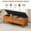 50.8-inch Multi-Functional Storage Ottoman Bench-Solid Rubberwood Bed End Bench with Linen Seat, Storage Bench for Bedroom, Entryway Shoe Organizer for Bedroom, Living Room, Entryway, Closet, Natural - Image 7