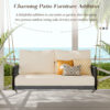 TREXM 1-Piece Woven Rope Outdoor Swing Sofa with Soft Cushions Seating 2 for Patio, Courtyard and Balcony (Beige) - Image 4