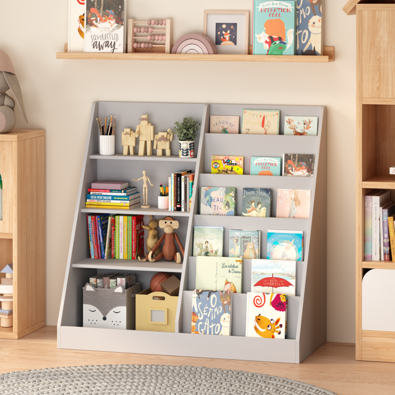 Kids Bookshelf and Toy Storage Organizer, Multifunctional 4 Tier Wooden Kids Book Shelf with Bookcase Display Stand in Kids Room Playroom Nursery for Kids, Children, Toddlers - Image 8