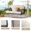 TREXM 1-Piece Woven Rope Outdoor Swing Sofa with Soft Cushions Seating 2 for Patio, Courtyard and Balcony (Beige) - Image 8