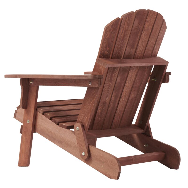 Oversize Wooden Outdoor Folding Adirondack Chair with Pre-Assembled BackRest & SeatBoard, Wood Patio Chair for Garden Backyard Porch Pool Deck Firepit - Image 6