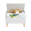 Wooden Toy Box, Kids Toy Storage Organizer with Front Bookshelf, Flip-Top Lid, Safety Hinge, Boys Girls Toy Chest Bench for Playroom Kids Room Organization (White) - Image 9