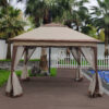Outdoor 11x 11Ft Pop Up Gazebo Canopy With Removable Zipper Netting,2-Tier Soft Top Event Tent,Suitable For Patio Backyard Garden Camping Area,Coffee - Image 9