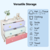 Kids 3 Drawer Dresser, Baby Nightstand for Bedroom, Storage Cabinet for Toddler Child for Living Room, Toddler Room, Nursery, Closet, Apartment (Colorful) - Image 15
