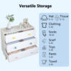 Kids 3 Drawer Dresser, Baby Nightstand for Bedroom, Storage Cabinet for Toddler Child for Living Room, Toddler Room, Nursery, Closet, Apartment (Colorful) - Image 8