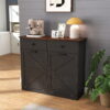 Farmhouse Double Tilt Out Trash Cabinet for 20 Gallon Trash Cans, Free Standing Recycling Cabinet with Hideaway Drawer, Barn Door Style Laundry Sorter Cabinet, Tilt Out Trash Cabinet for Kitchen - Image 7
