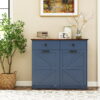 Farmhouse Double Tilt Out Trash Cabinet for 20 Gallon Trash Cans, Free Standing Recycling Cabinet with Hideaway Drawer, Barn Door Style Laundry Sorter Cabinet, Tilt Out Trash Cabinet for Kitchen - Image 16