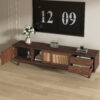 Mid Century Modern TV Stand for 80" TVs, Entertainment Center with Sliding Doors and Drawers, TV Table with Storage for Living Room, Bedroom - Image 5