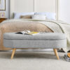 Ottoman Oval Storage Bench,Rubber Wood Legs, Beige(43.5"x16"x16") - Image 9