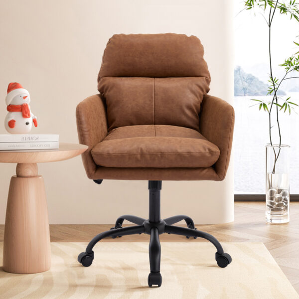 Artificial leather, PU leather, black base, adjustable in height, suitable for office, bedroom, dressing table and other environments. An office chair