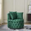 Velvet Upholstered Swivel Chair for Living Room, with Button Tufted Design and Movable Wheels, Including 3 Pillows - Image 7