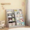 Kids Bookshelf and Toy Storage Organizer, Multifunctional 4 Tier Wooden Kids Book Shelf with Bookcase Display Stand in Kids Room Playroom Nursery for Kids, Children, Toddlers - Image 12