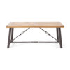Outdoor Acacia Wood Metal Base Dining Table, Teak - Image 5