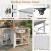Outdoor Kitchen Island Fir Wood Prep Station Lockable Kitchen Cart with Stainless Top, Ample Storage Space, Towel and Spice Racks for Patio and Outdoor - Image 10