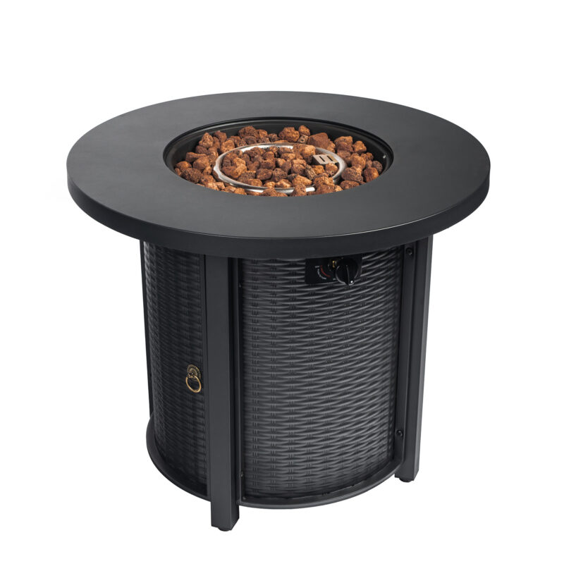 30" Propane Gas Fire Pit Table, 50000 BTU Round Steel Fire Pit for Outside Patio Deck Garden Courtyard-Black - Image 5