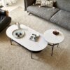 Coffee table ceramic Coffee Table, MDF painting Double Layer Coffee Table for Living Room, white ceramic and Coffee Brown Bottom Shelf - Image 5